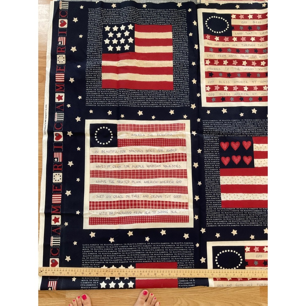 Vintage 1996 Fabric Traditions Americana Patriotic Flag Cotton Fabric 2 Yards